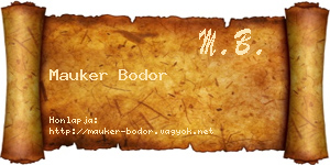 Mauker Bodor névjegykártya